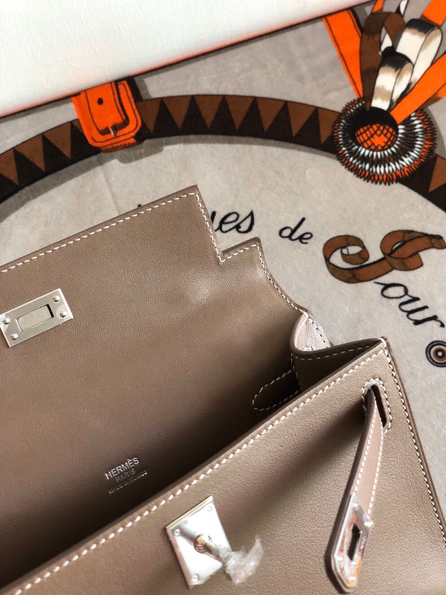 에르메스 미니 켈리백22 에토프 은장 스위프트